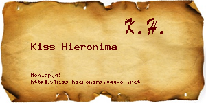 Kiss Hieronima névjegykártya
